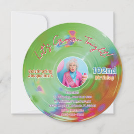 カラフルな緑のビニールレコード 音楽の誕生日 招待状