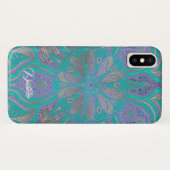 カラフルな緑の紫色の金ゴールドの曼荼羅のiPhone Xの箱 Case-Mate iPhoneケース (裏面(横))