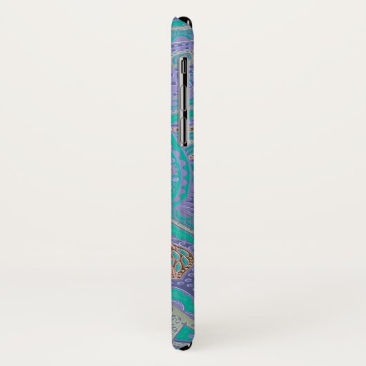 カラフルな緑の紫色の金ゴールドの曼荼羅のiPhone Xの箱 Case-Mate iPhoneケース (裏面/左)