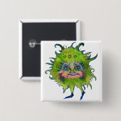 カラフルな緑の細菌 缶バッジ (正面&裏面)