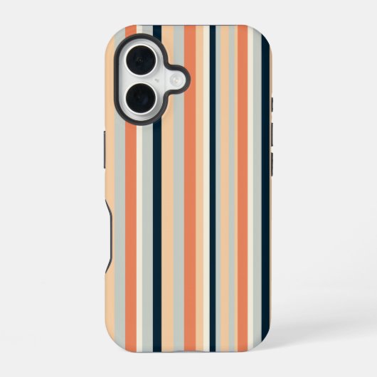 カラフルな縦ストライプ柄 iPhone 16ケース (裏面)