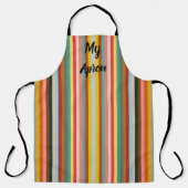 カラフルな縦型のレトロストライプ エプロン (正面)