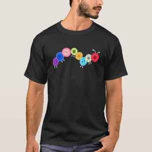 カラフルな縫製ボタンいも虫縫製クラフト キ Tシャツ