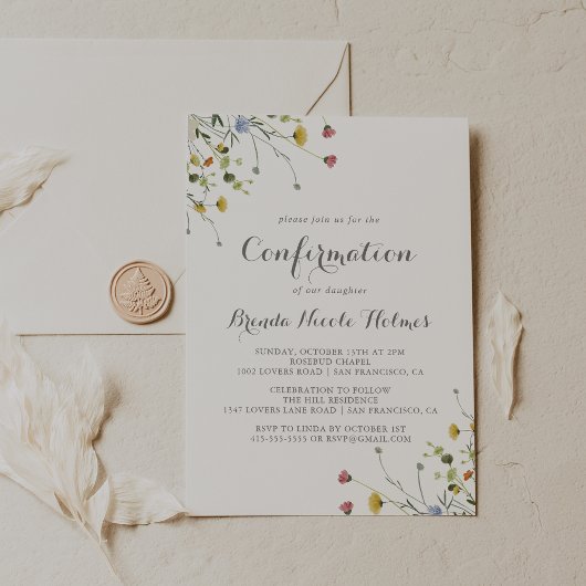 カラフルな繊細な野生の花の確認 招待状