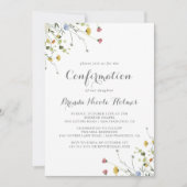 カラフルな繊細な野生の花の確認 招待状 (正面)