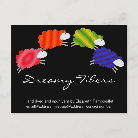 カラフルな羊の繊維アーティスト用タグ ポストカード (正面)