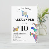 カラフルな羊の10歳の誕生日パーティー 招待状 (スタンド正面)