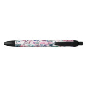 カラフルな美しい花のシームレスパターン 黒ボールペン (裏面)