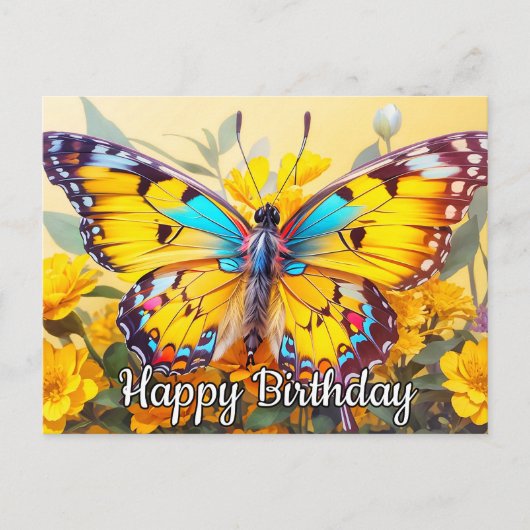カラフルな美しい蝶のデザイン ポストカード (正面)