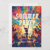 カラフルな群衆のサマーパーティーへの招待 招待状 (正面)