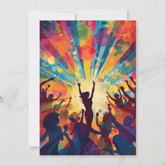 カラフルな群衆のサマーパーティーへの招待 招待状 (裏面)