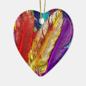 カラフルな羽のオーナメント セラミックオーナメント (左)