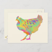 カラフルな羽の鶏 かわいい アーティスティック ファームの雌鳥 ポストカード (正面/裏面)