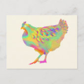 カラフルな羽の鶏 かわいい アーティスティック ファームの雌鳥 ポストカード (正面)