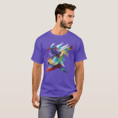 カラフルな羽毛の鳥の家族 Tシャツ (正面フル)