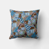 カラフルな羽毛、ブルーとアーストーン クッション (裏面)