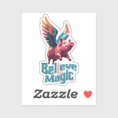 カラフルな翼を持つかわいい豚 | 魔法を信じて シール (シート)