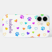 カラフルな肉球プリントのカスタムネームデザイン  Case-Mate iPhoneケース (裏面 (横))