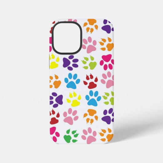 カラフルな肉球プリント iPhoneケース (裏面)