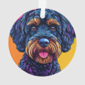カラフルな背景に立つ幸せな犬 オーナメント (裏面)