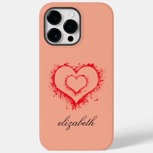 カラフルな背景に赤いハートの形のオリジナルデザイン Case-Mate iPhoneケース (裏面)