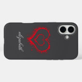 カラフルな背景に赤いハートの形のカスタムデザイン Case-Mate iPhoneケース (裏面 (横))