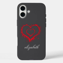 カラフルな背景に赤いハートの形のカスタムデザイン iPhone 16 PLUSケース