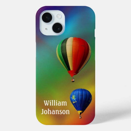 カラフルな背景に2つの気球 熱気球 Case-Mate iPhoneケース (裏面)