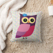 カラフルな背景のレトロの民芸のフクロウ クッション (ブランケット)