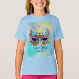 カラフルな背景の上にある高級なベネチアンマスク Tシャツ