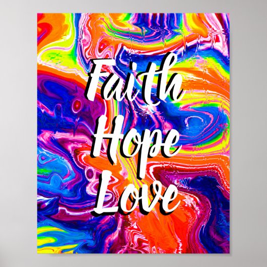 カラフルな背景のFAITH HOPE LOVE ポスター (正面)
