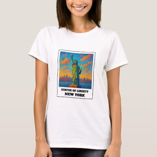 カラフルな自由の女神 ニューヨーク旅行 Tシャツ (正面)