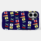 カラフルな航海旗 ダークブルー携帯カバー Case-Mate iPhoneケース (裏面 (横))