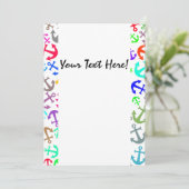 カラフルな船の錨パターン招待状 招待状 (スタンド正面)