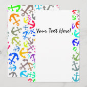 カラフルな船の錨パターン招待状 招待状 (正面/裏面)