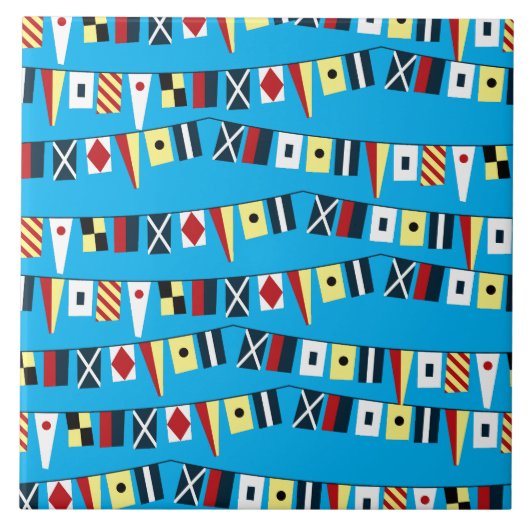 カラフルな船舶用旗のタイルの列 タイル (正面)