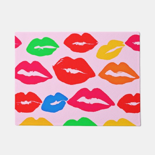 カラフルな色にキスされたパターン ドアマット (正面)