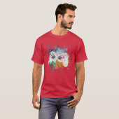 カラフルな色のゲームコントローラー ギフト ゲーム Tシャツ (正面フル)