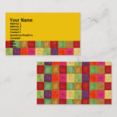 カラフルな色の格子図形の黄色 名刺 (正面/裏面)
