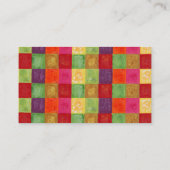 カラフルな色の格子図形の黄色 名刺 (裏面)