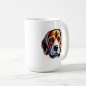 カラフルな色使いのビーグル犬の肖像 コーヒーマグカップ (正面右)