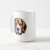 カラフルな色使いのビーグル犬の肖像 コーヒーマグカップ (正面左)