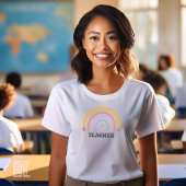 カラフルな色鉛筆の虹の先生デザイン Tシャツ