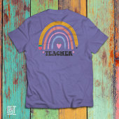 カラフルな色鉛筆の虹の先生デザイン Tシャツ