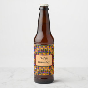 カラフルな芝生のボウリングボール(誕生日) ビールラベル