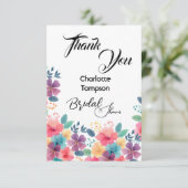 カラフルな花々のブライダルパーティ サンキューカード (スタンド正面)