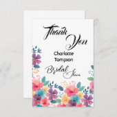 カラフルな花々のブライダルパーティ サンキューカード (正面/裏面)