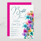 カラフルな花々のブライダルパーティ 招待状 (正面/裏面)