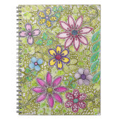 カラフルな花および葉 ノートブック (正面)