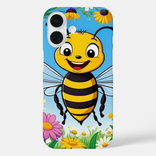 カラフルな花とキャラクタービー Case-Mate iPhoneケース (裏面)